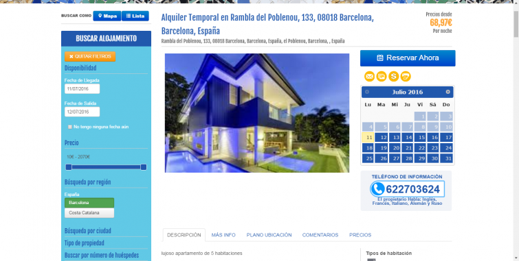 Diseño Web Reserva de Alojamientos Barcelona