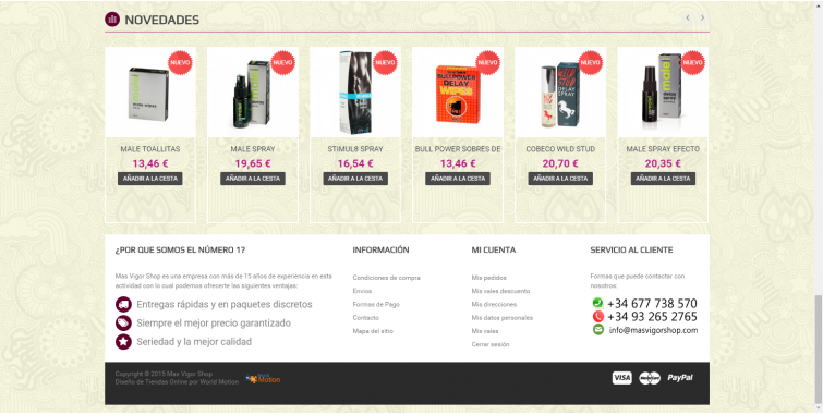 Diseño Tienda virtual productos eróticos