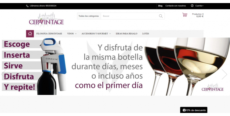 Diseño Tienda Online Venta de vinos