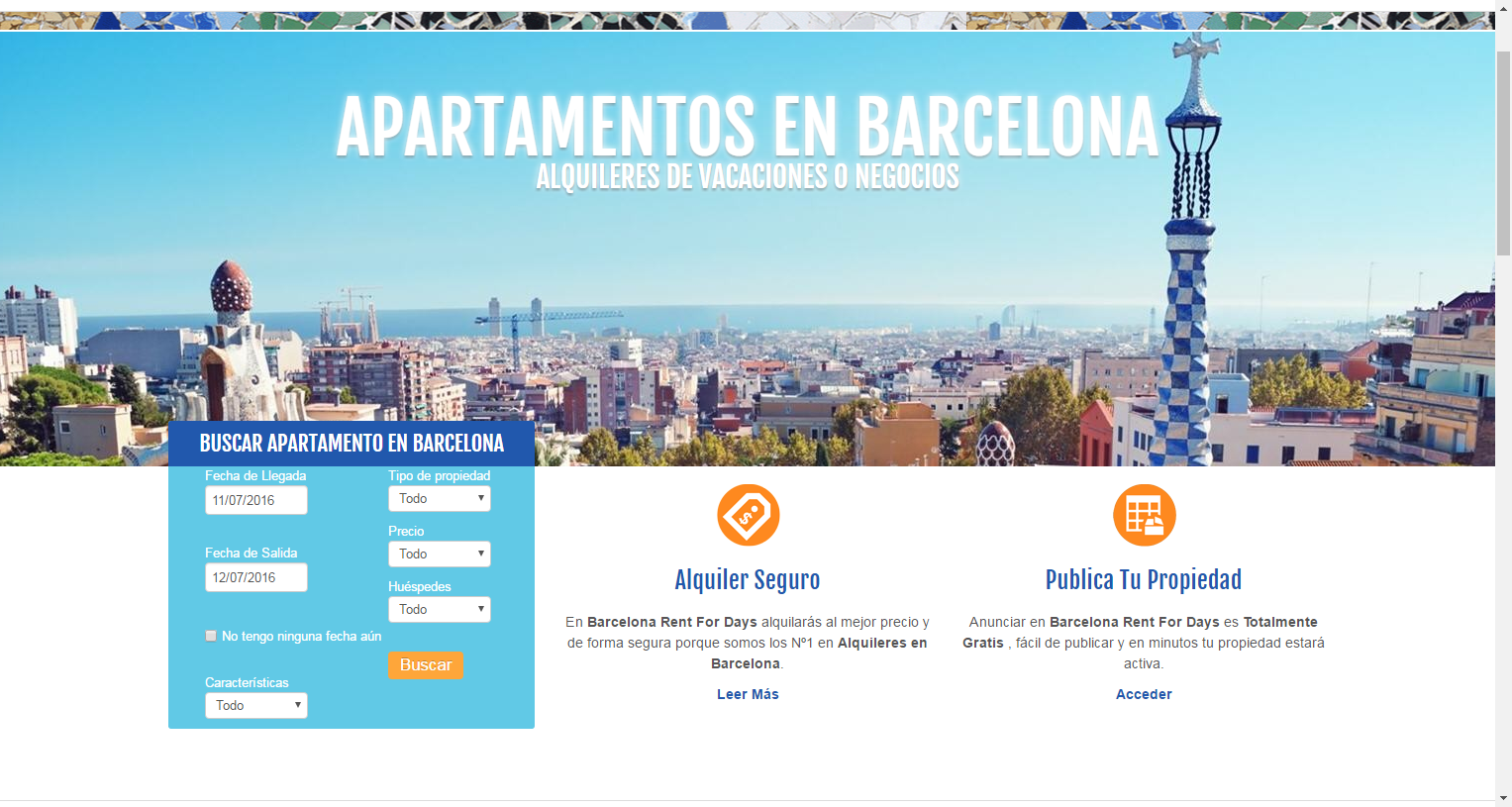 Diseño Web Reserva de Alojamientos Barcelona