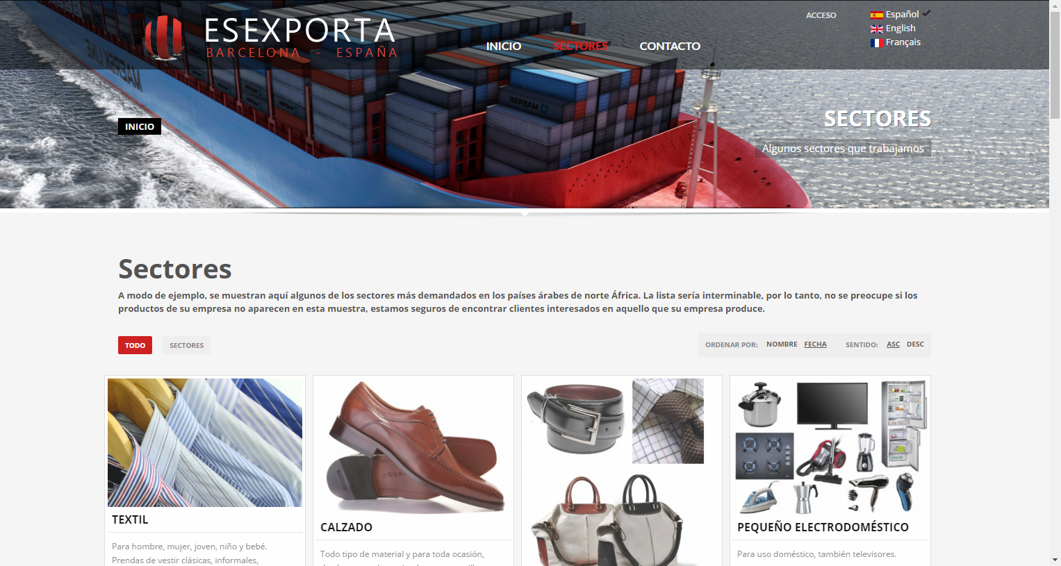 Diseño de página web Agencia Exportadora