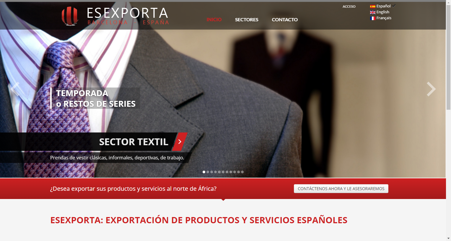 Diseño de página web Agencia Exportadora