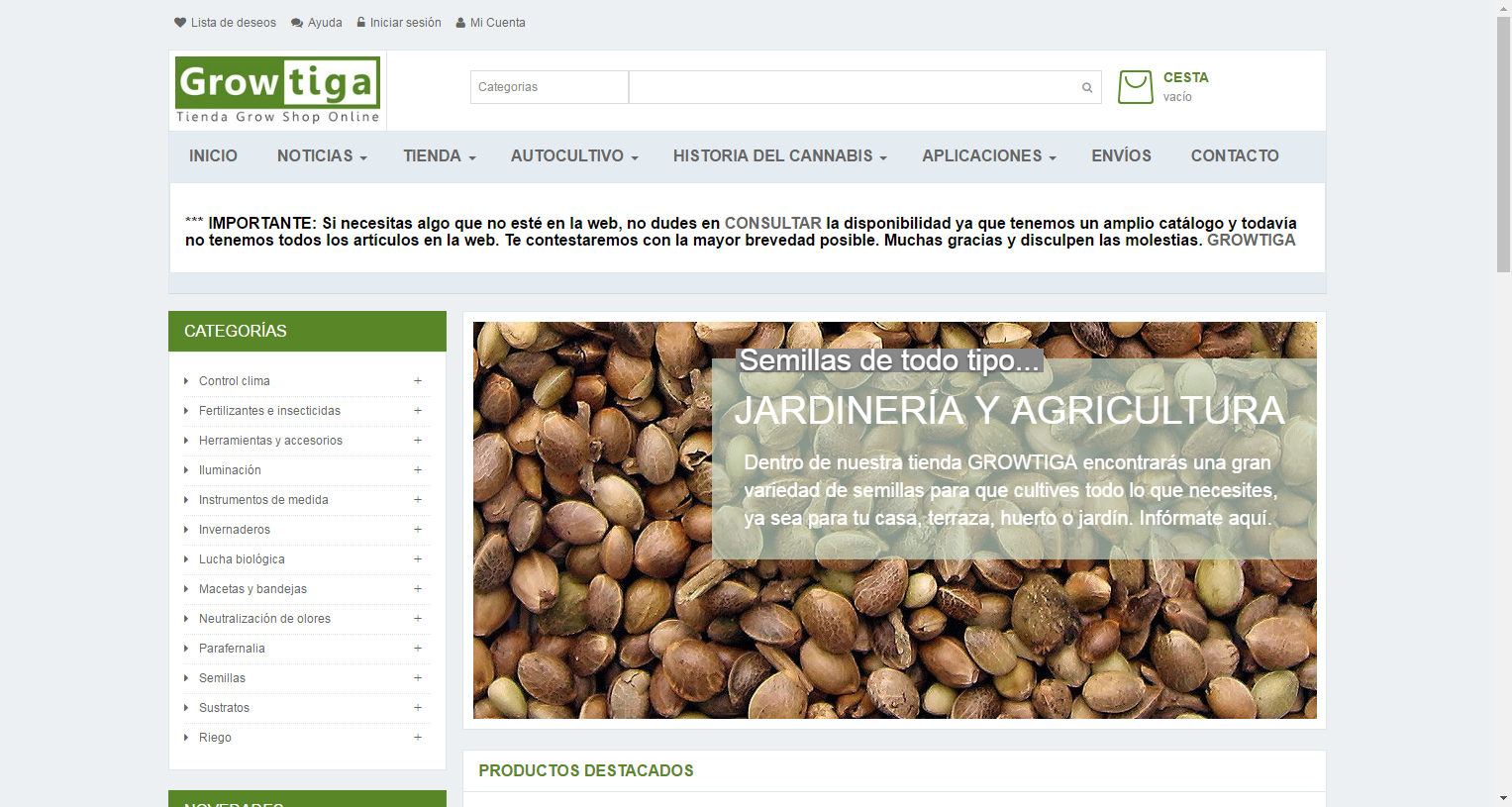 Diseño Tienda Online Growshop