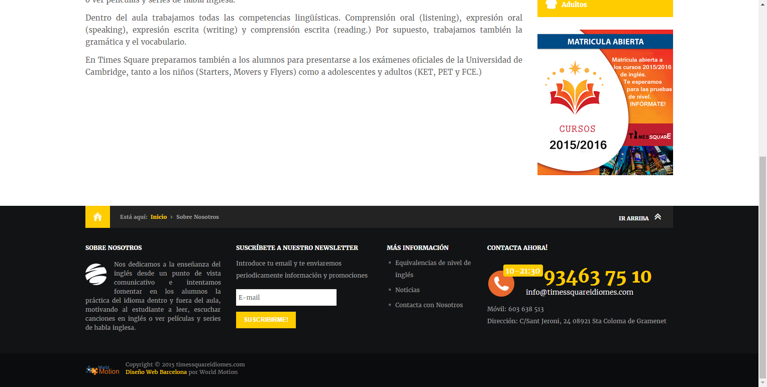Diseño Página Web Escuela Idiomas