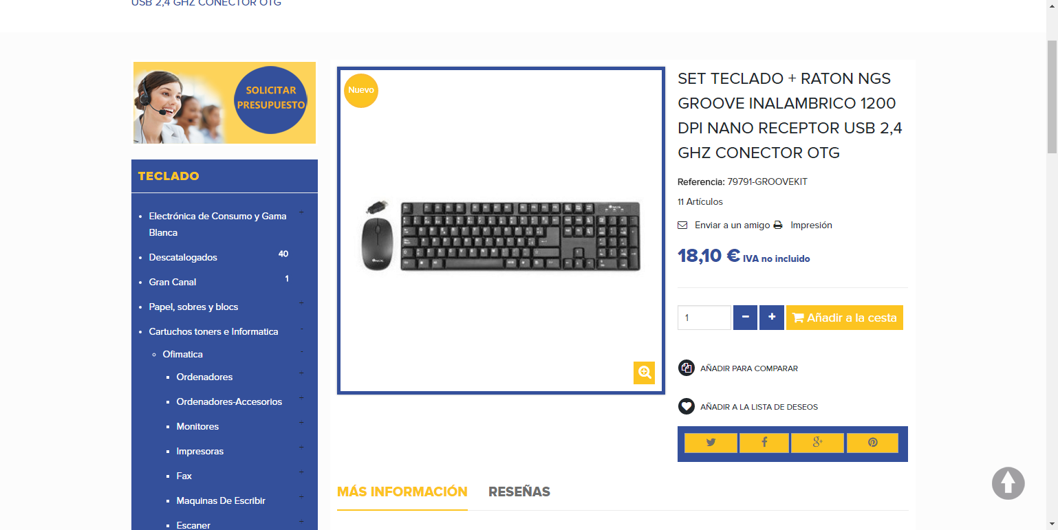 Diseño Tienda Online Material de Oficina