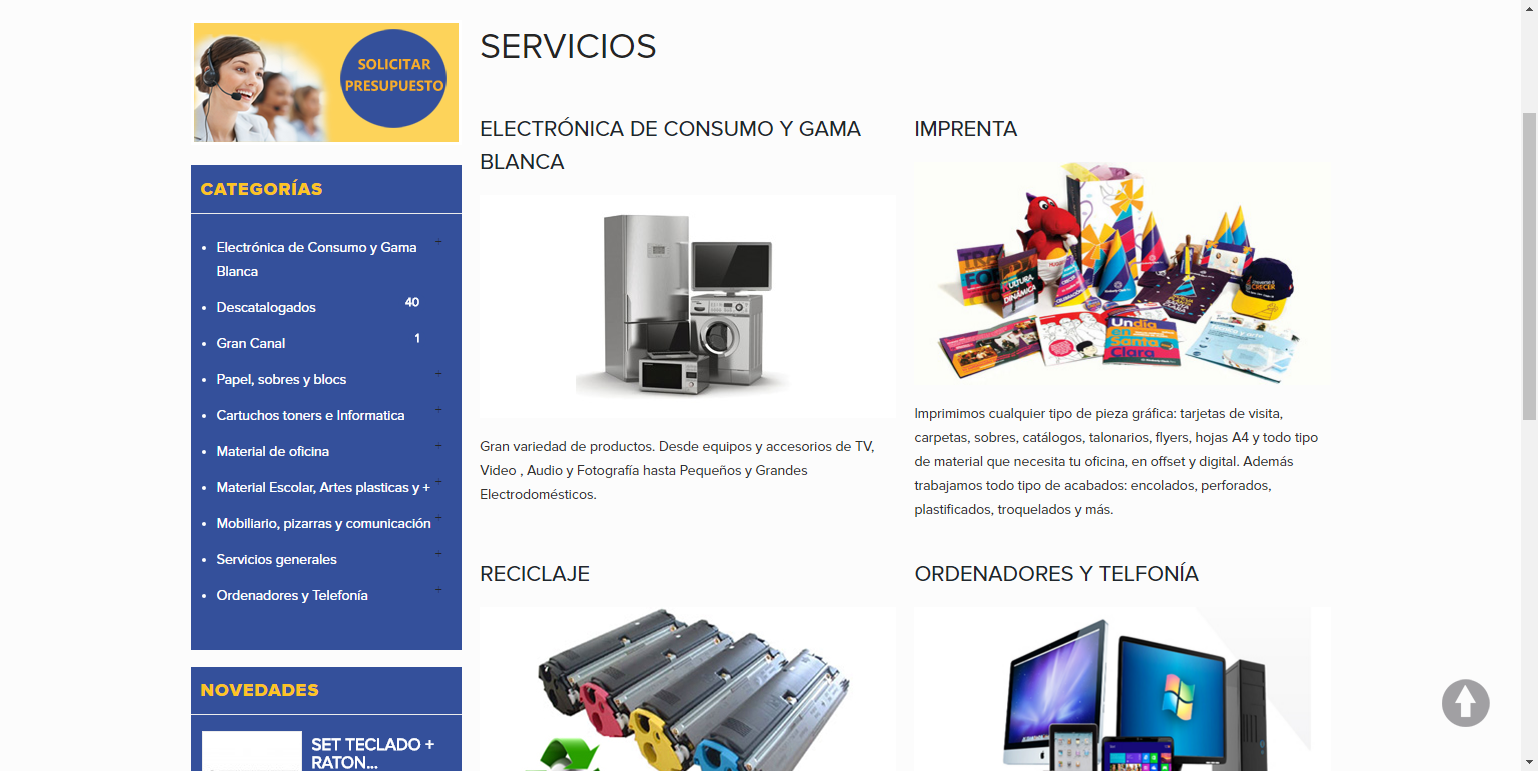 Diseño Tienda Online Material de Oficina