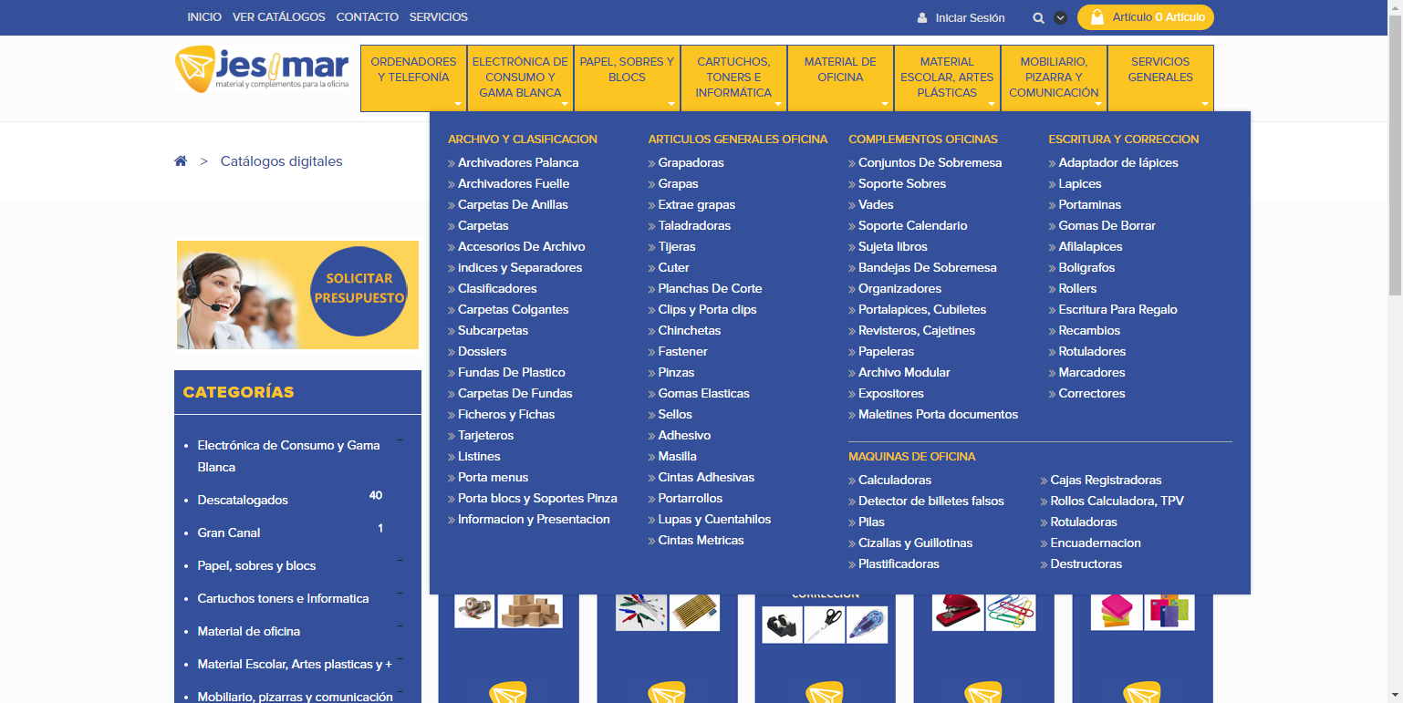 Diseño Tienda Online Material de Oficina