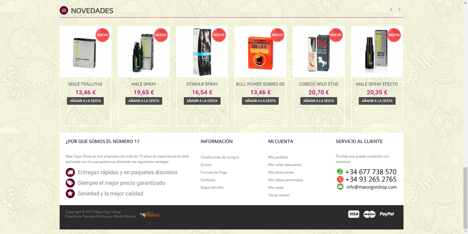 Diseño Tienda virtual productos eróticos