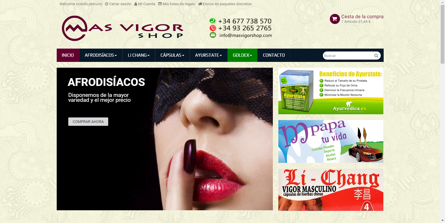 Diseño Tienda virtual productos eróticos