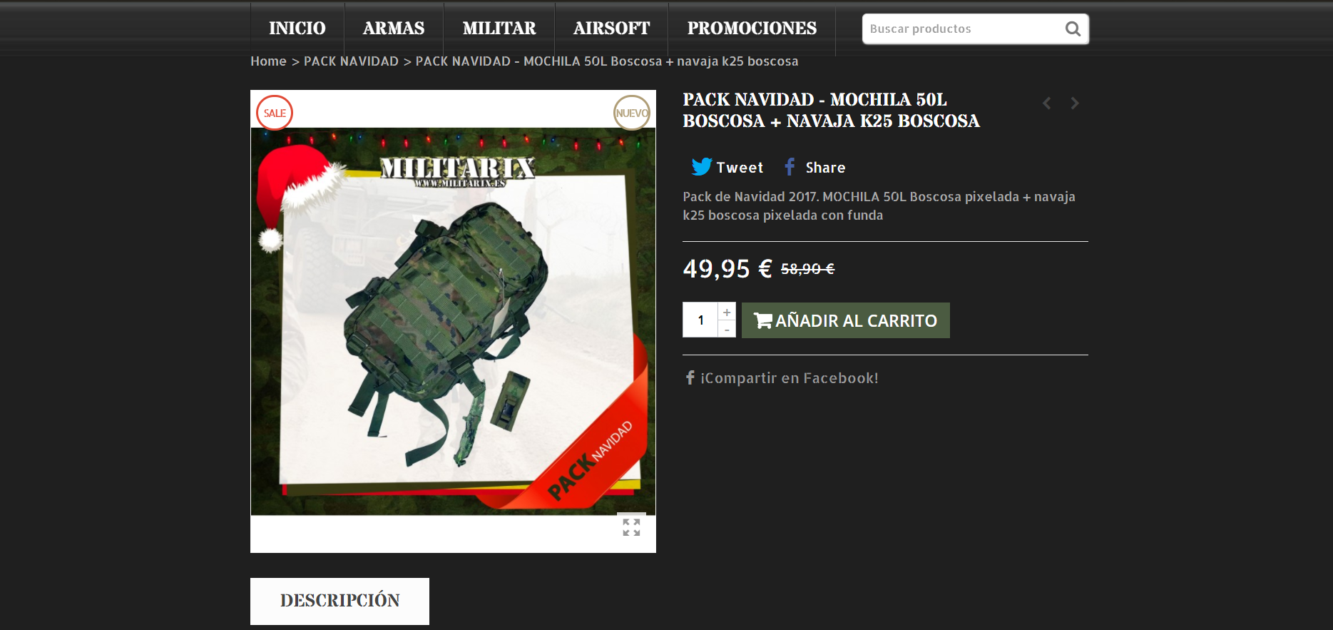 Diseño Tienda Online Armas