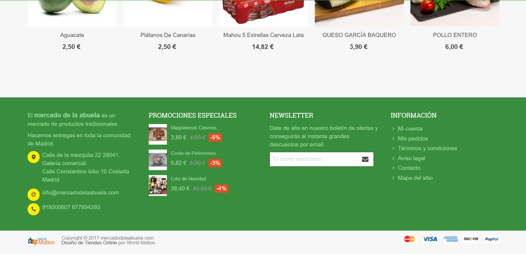Diseño Tienda Alimentación Online