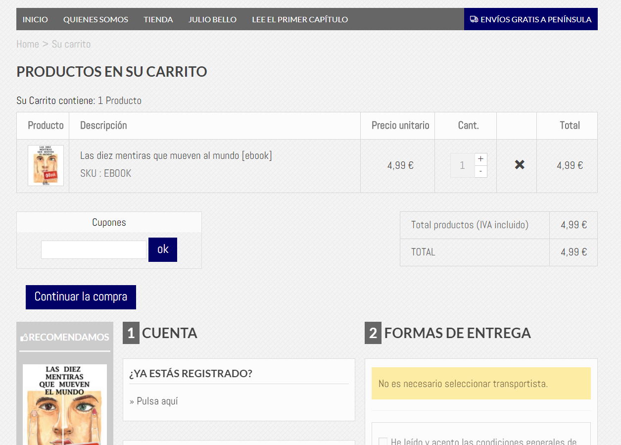 Diseño Tienda Online Libros