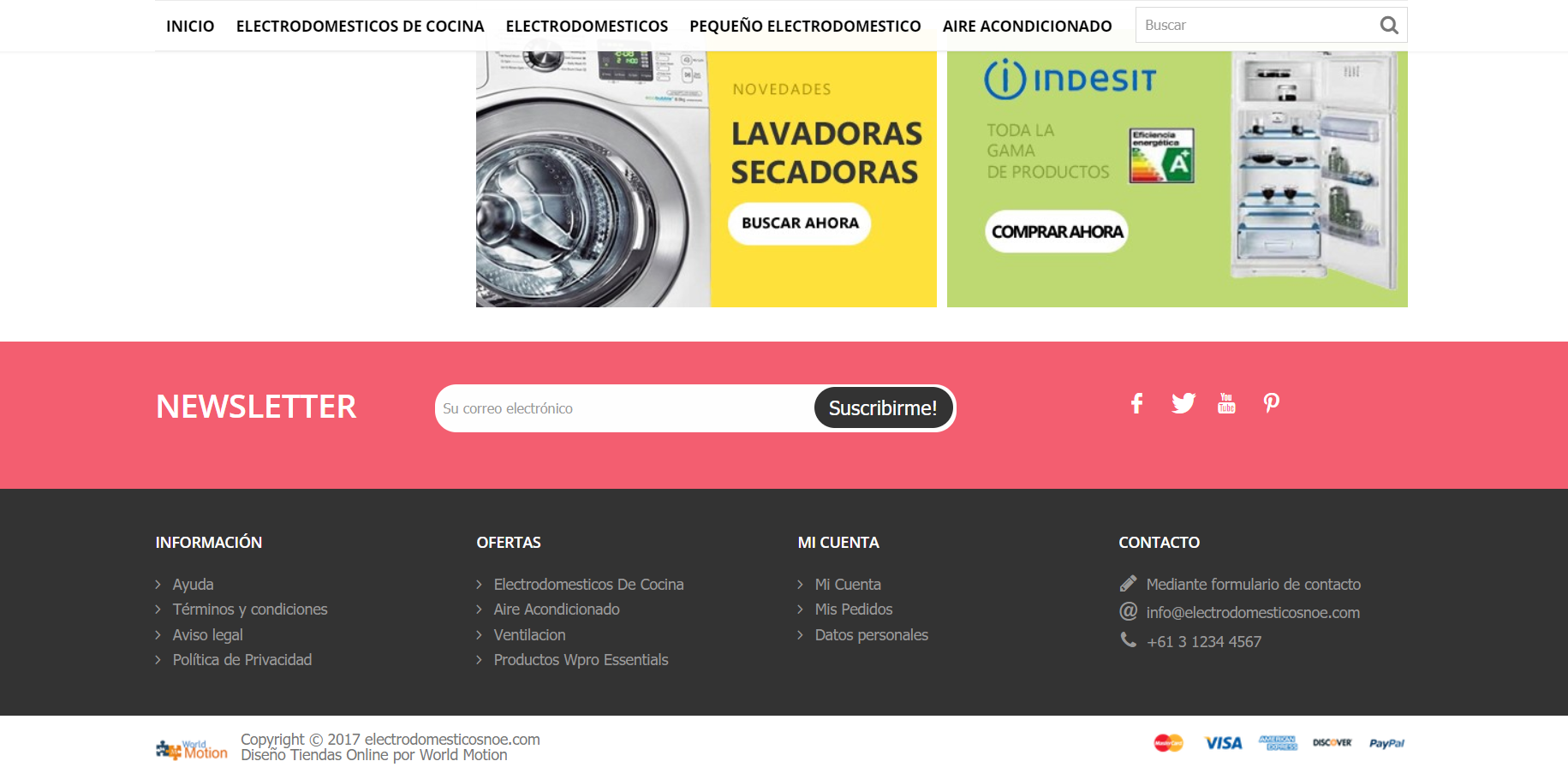 Diseño Tienda Online Electrodomésticos