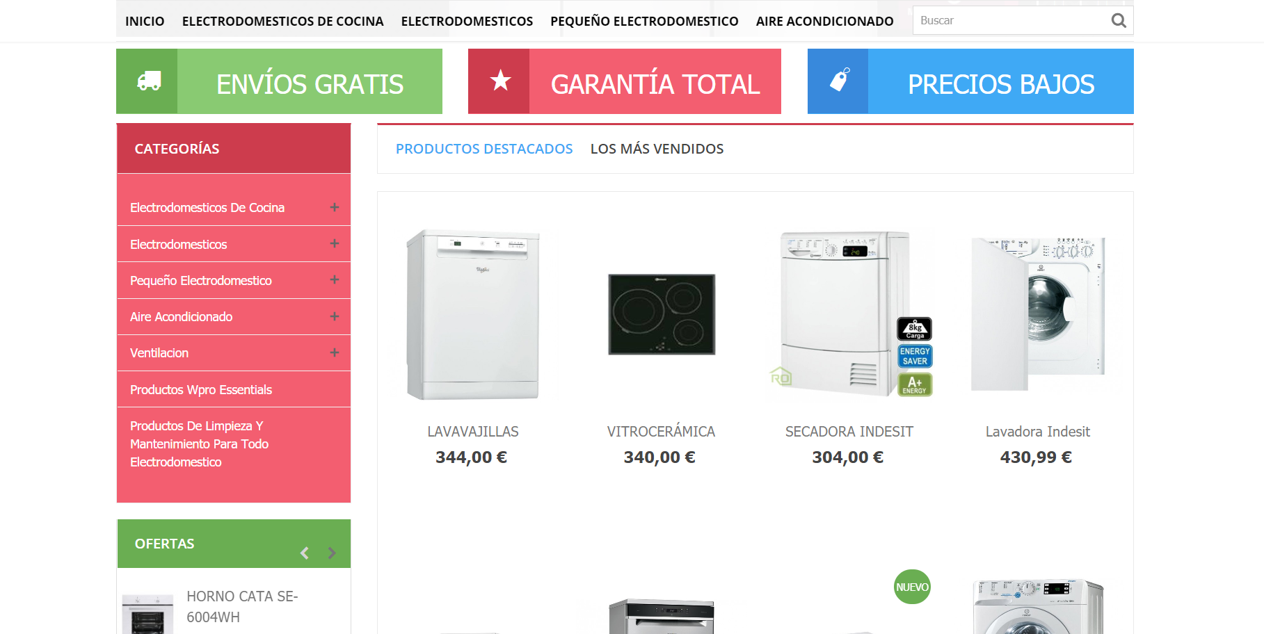 Diseño Tienda Online Electrodomésticos
