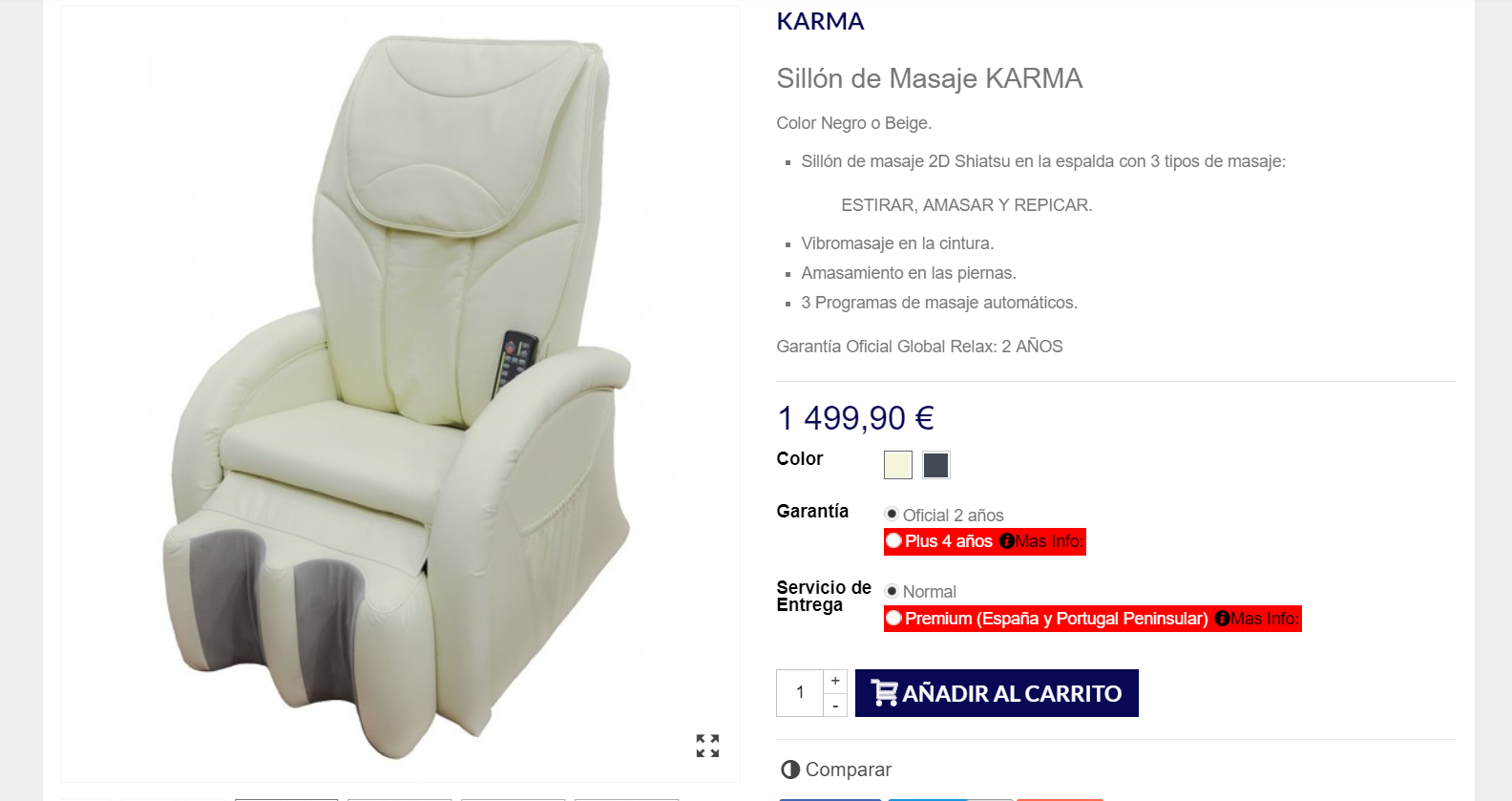 Diseño Tienda Online Muebles y Venta de Productos de Masaje