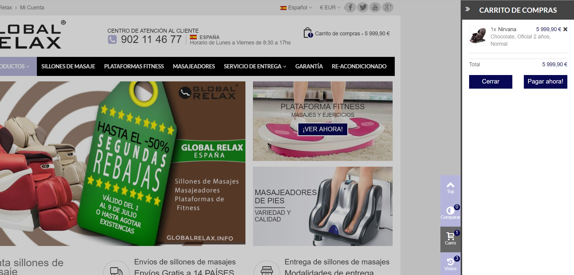 Diseño Tienda Online Muebles y Venta de Productos de Masaje