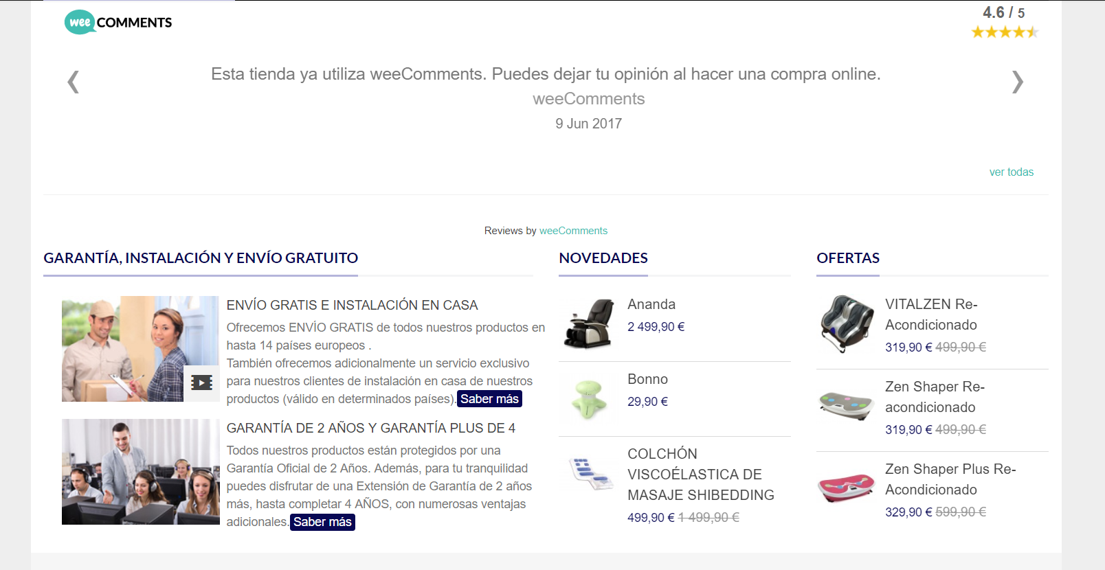 Diseño Tienda Online Muebles y Venta de Productos de Masaje