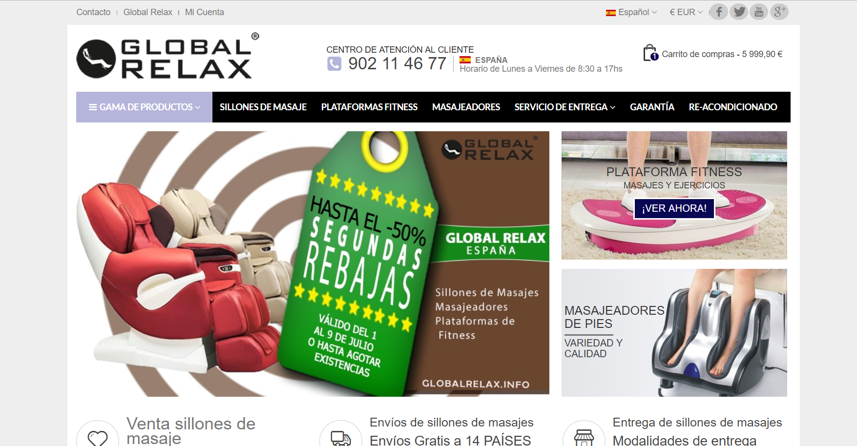 Diseño Tienda Online Muebles y Venta de Productos de Masaje