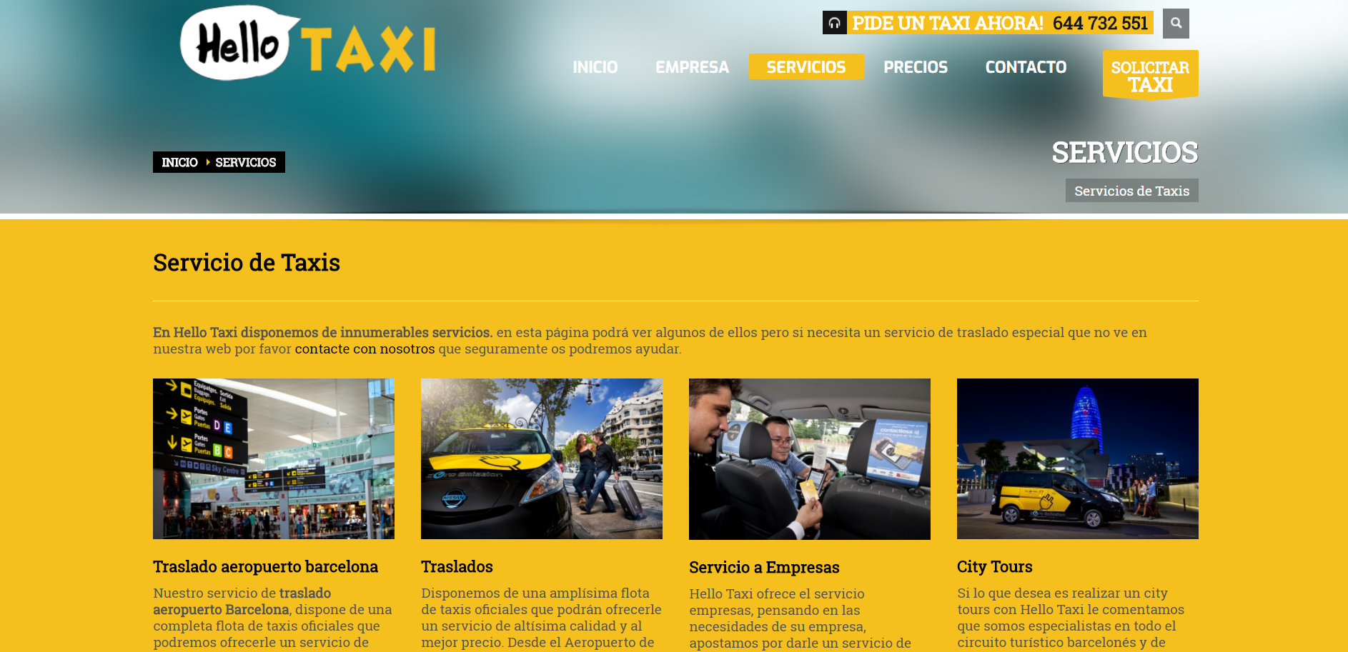 Diseño Web Servicios de Taxis Barcelona