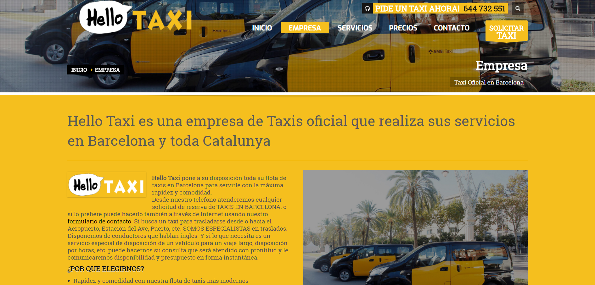 Diseño Web Servicios de Taxis Barcelona