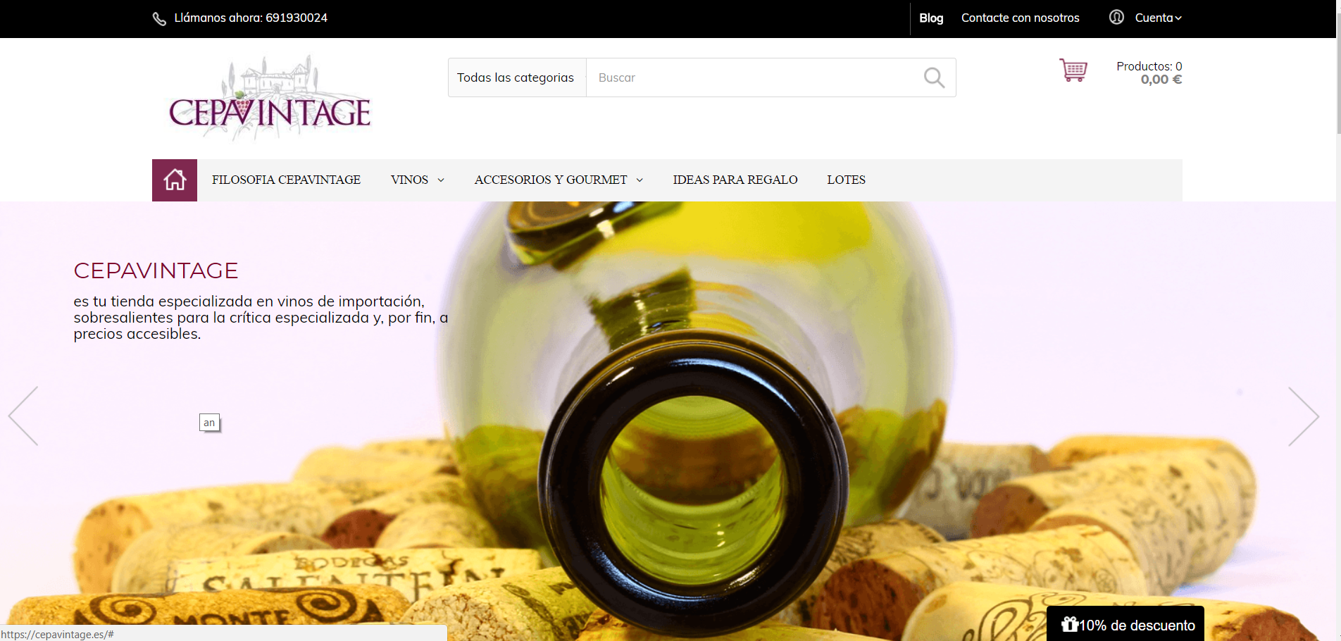 Diseño Tienda Online Vinos