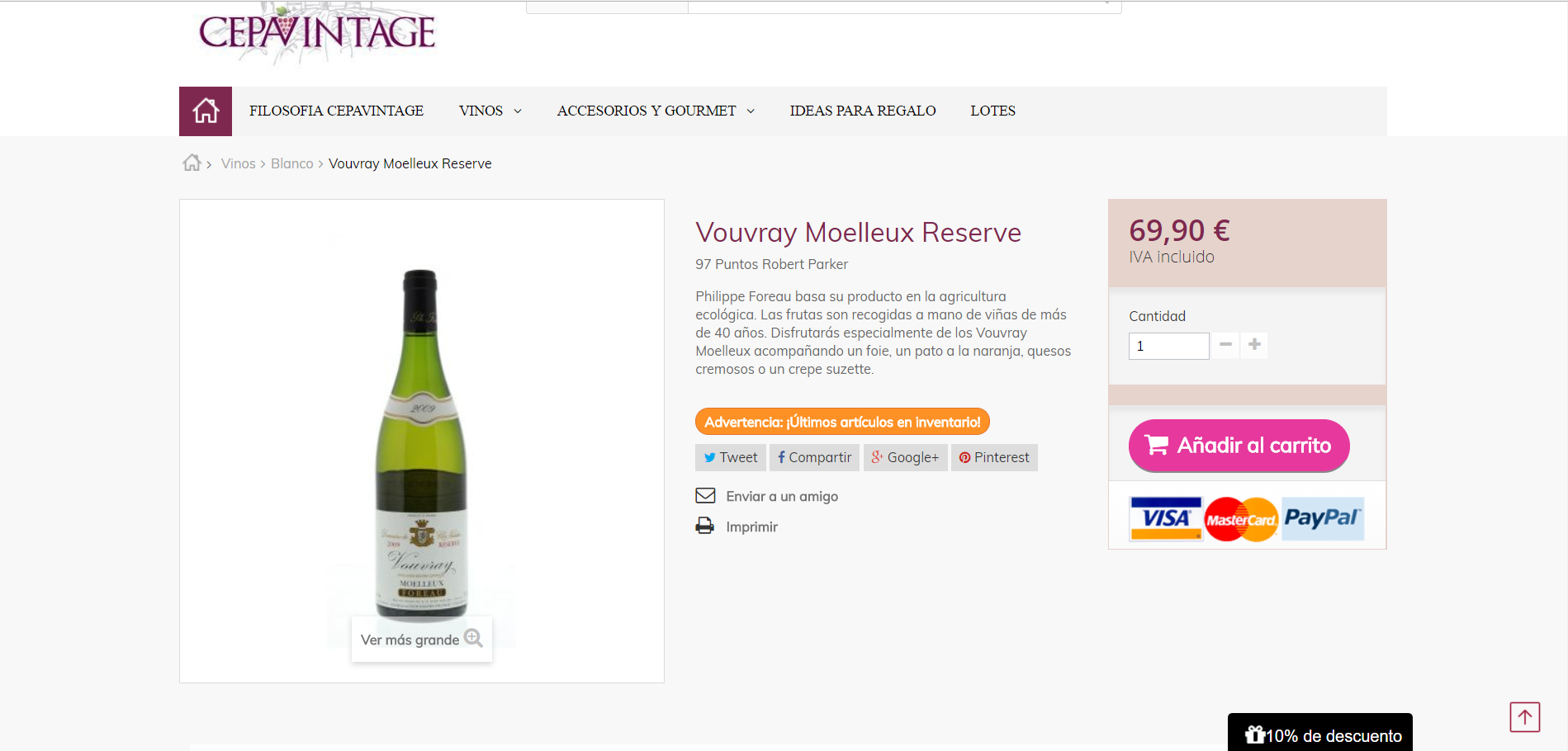 Diseño Tienda Online Vinos
