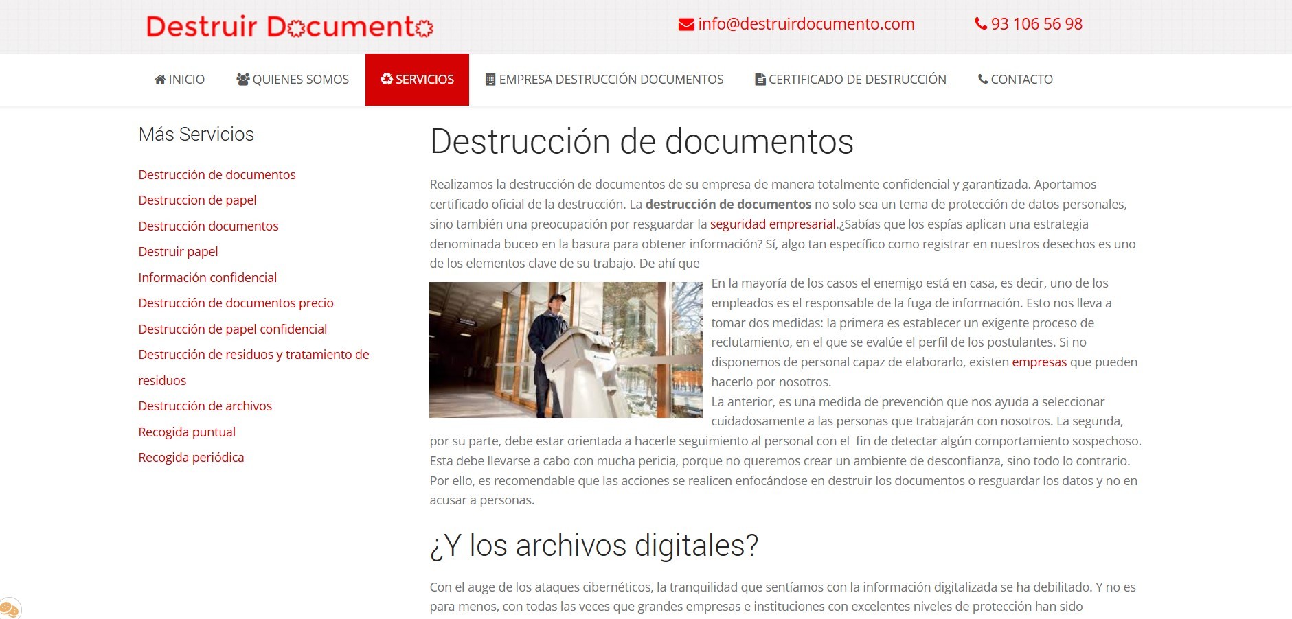 Diseño de Página Web para Empresas de Destrucción de Documentos