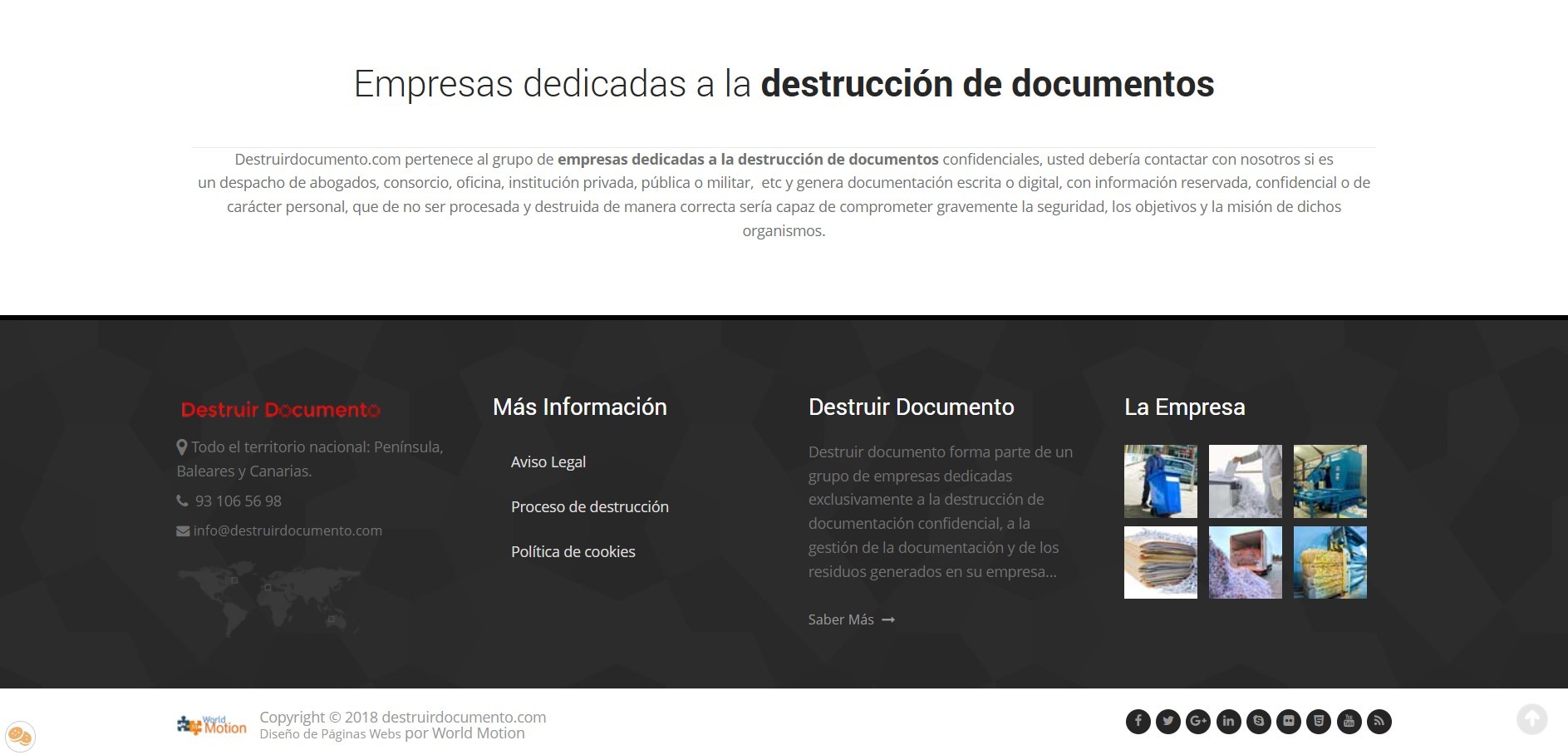 Diseño de Página Web para Empresas de Destrucción de Documentos