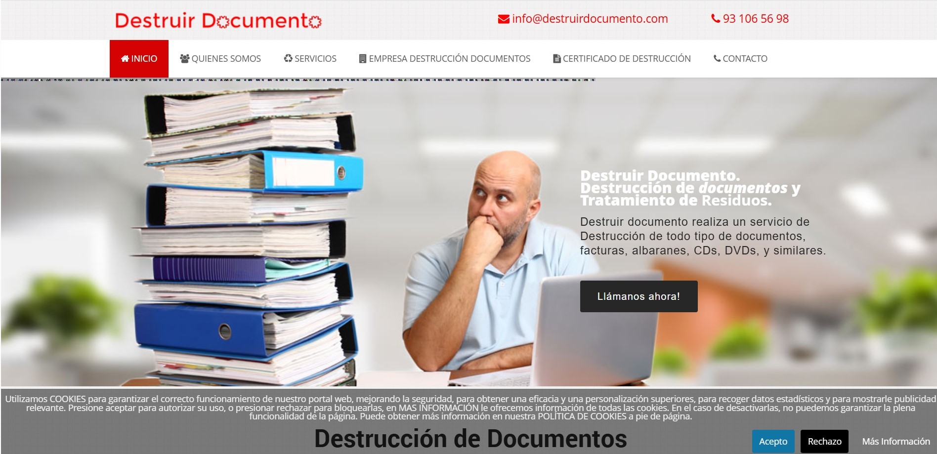 Diseño de Página Web para Empresas de Destrucción de Documentos