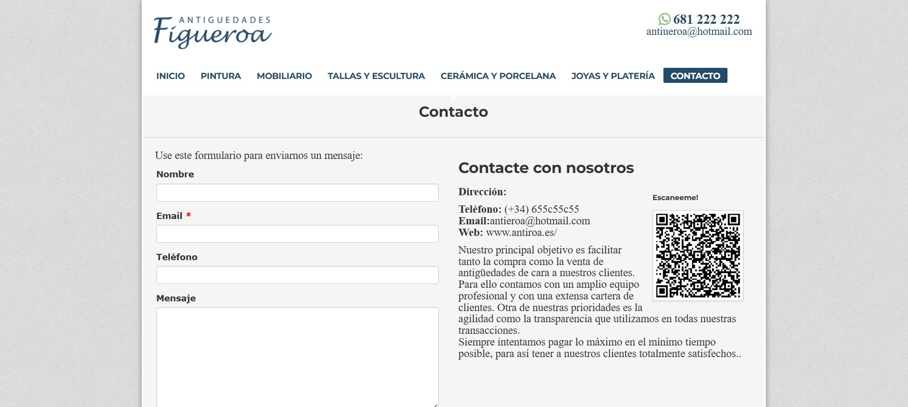 Diseño de Página Web Antigüedades