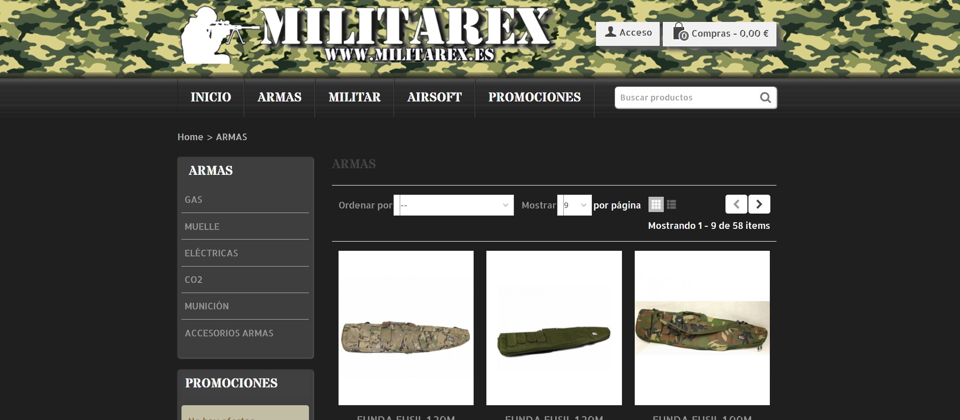 Diseño Tienda Online Armas