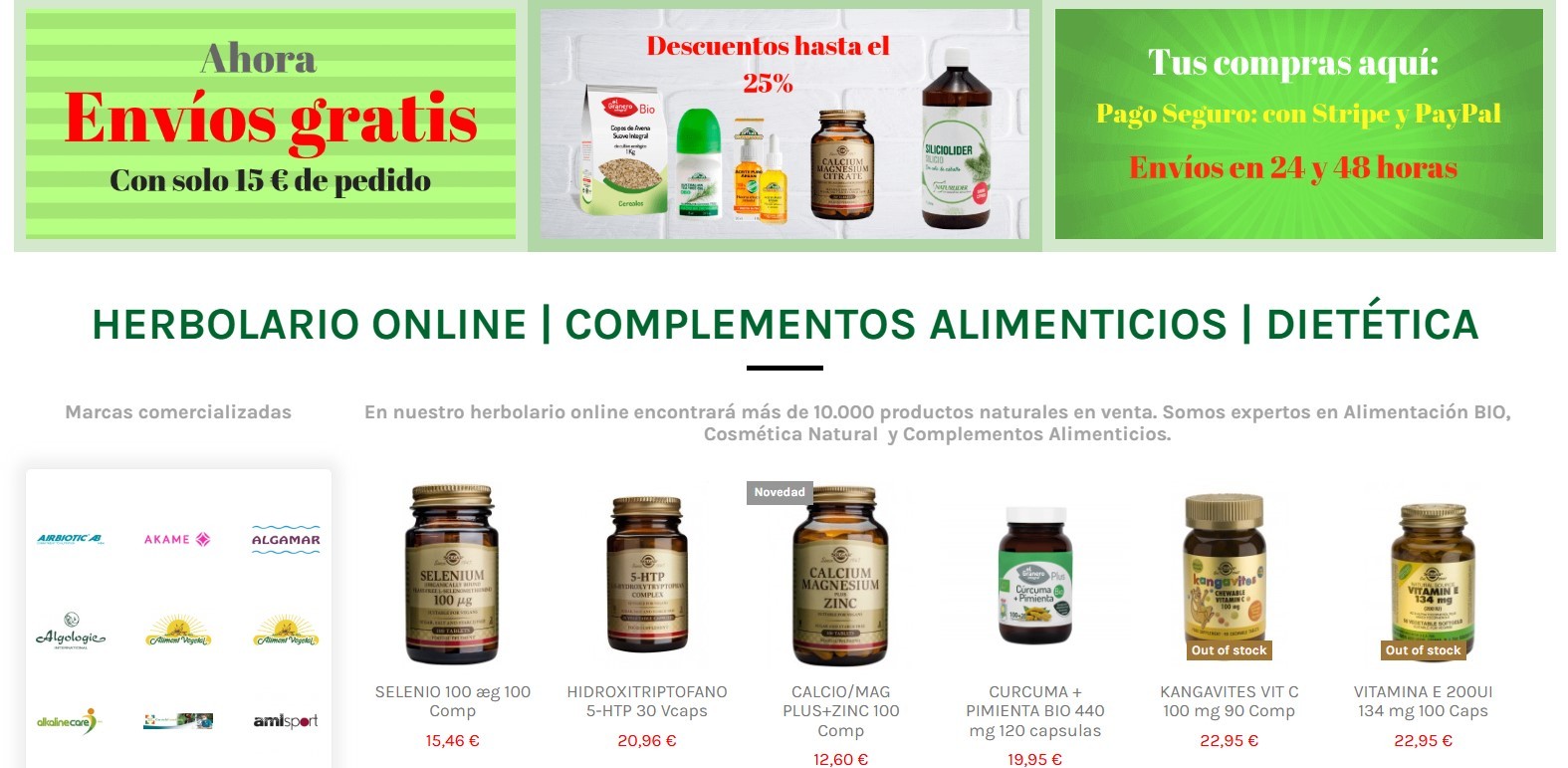 Diseño Tienda Online Complementos Alimenticios