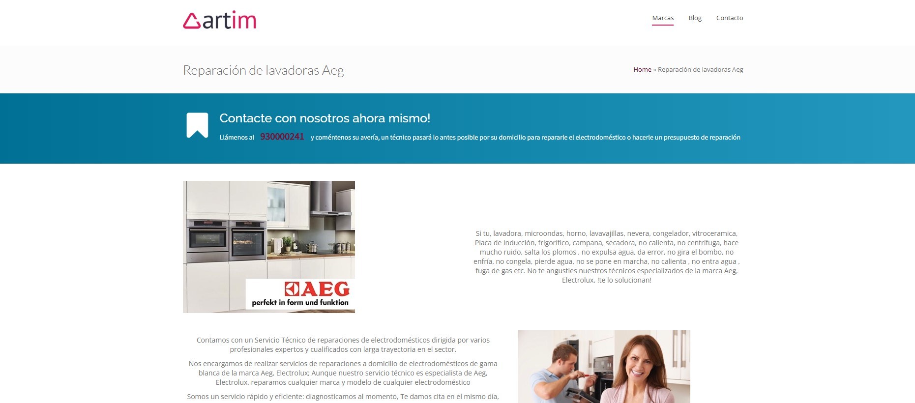 Diseño página web servicio técnico