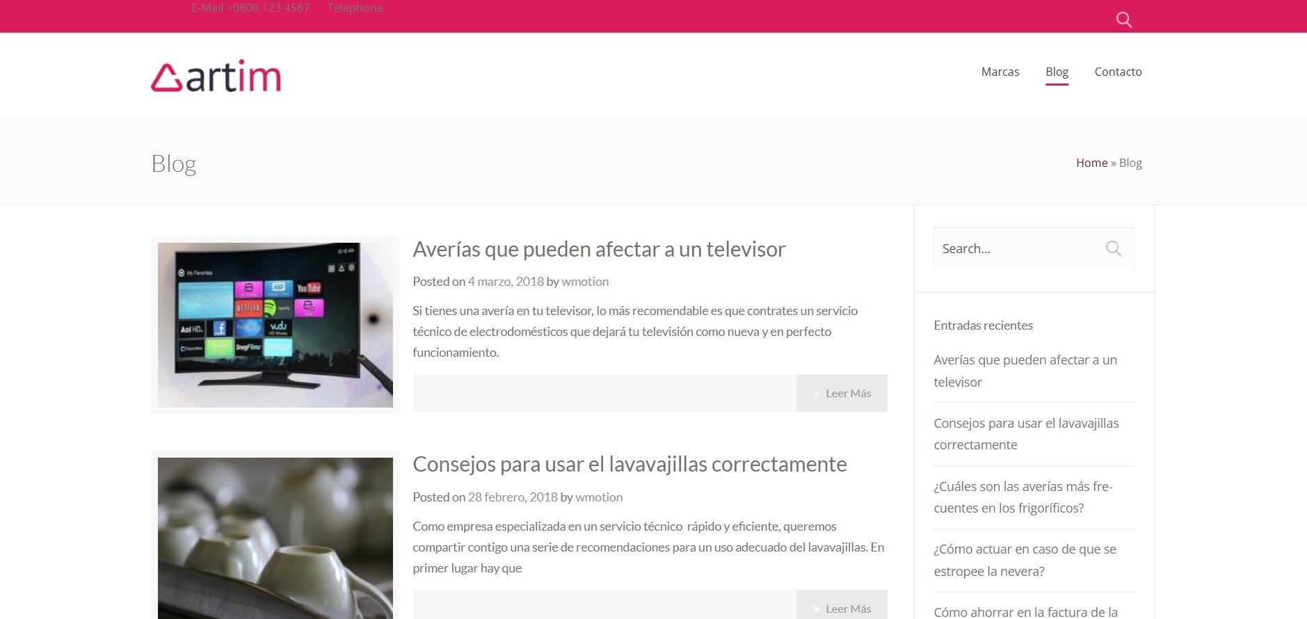 Diseño página web servicio técnico