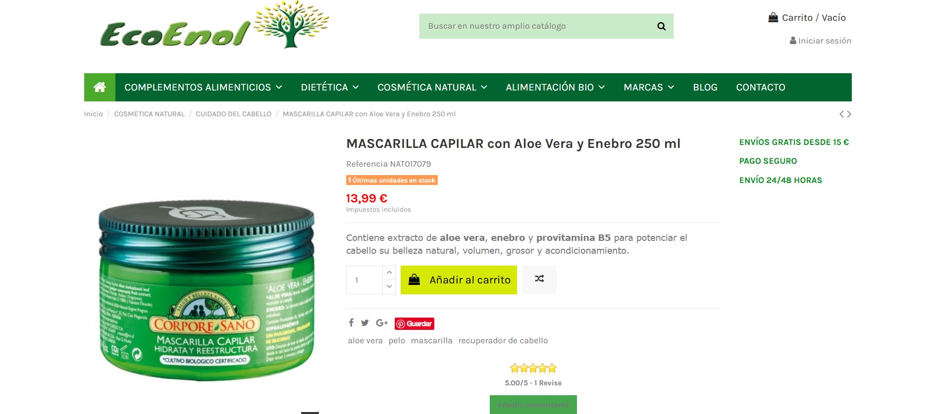 Diseño Tienda Online Complementos Alimenticios
