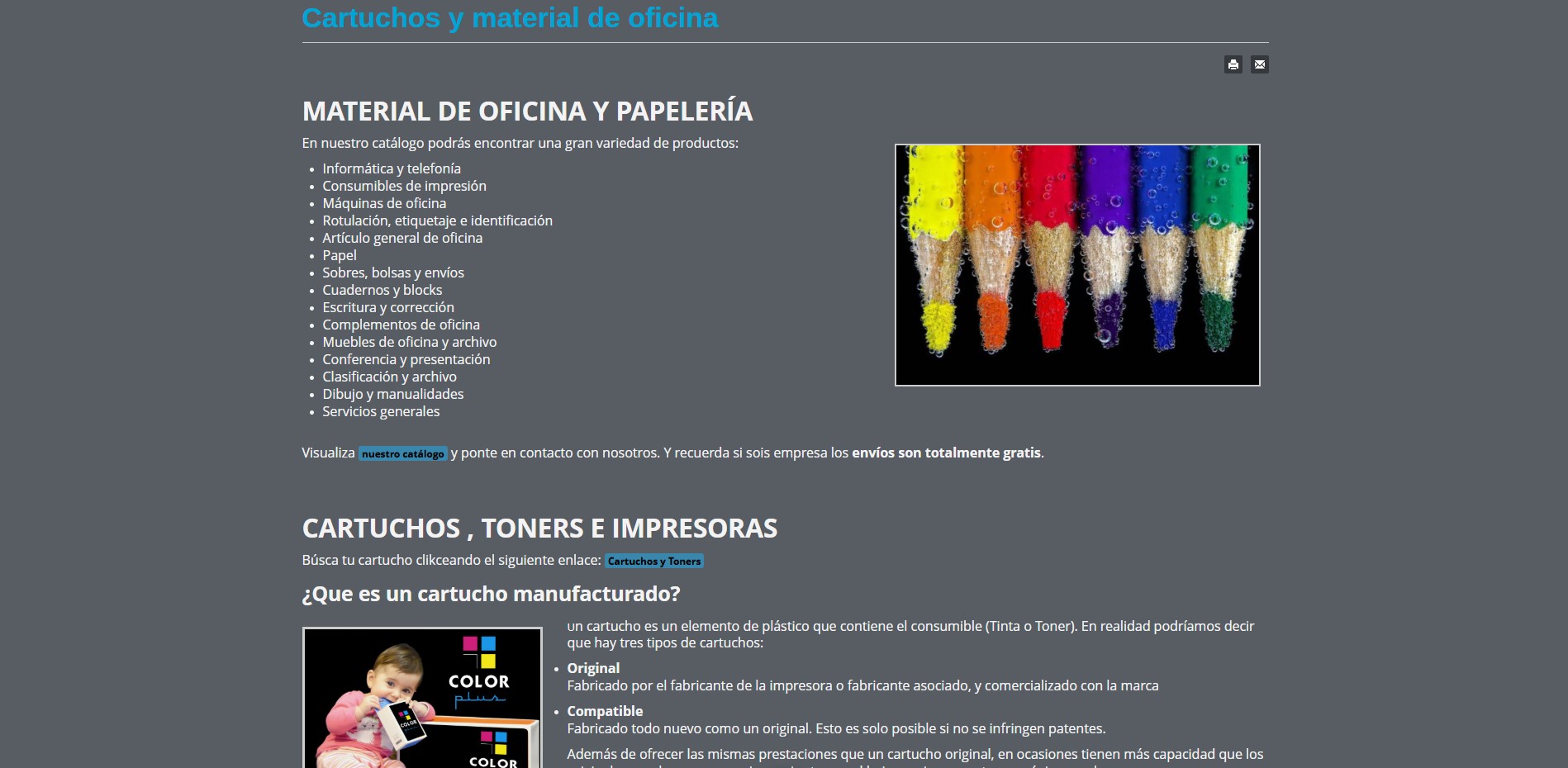 Diseño de página web para tienda de informática y material de oficina