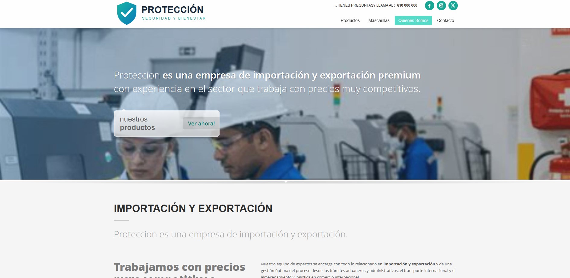 Diseño web para catálogo de productos de protección profesional