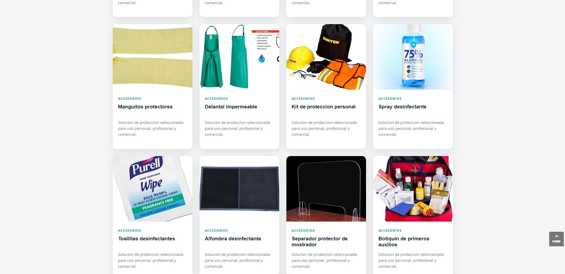 Diseño web para catálogo de productos de protección profesional