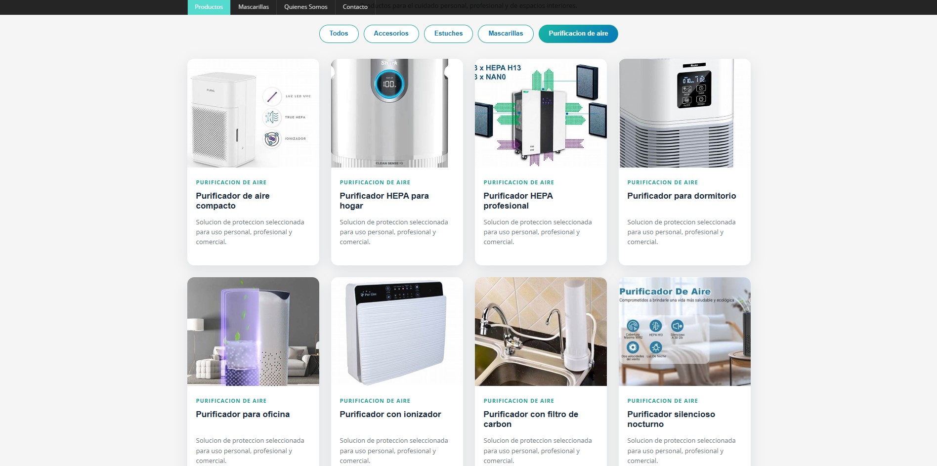 Diseño web para catálogo de productos de protección profesional