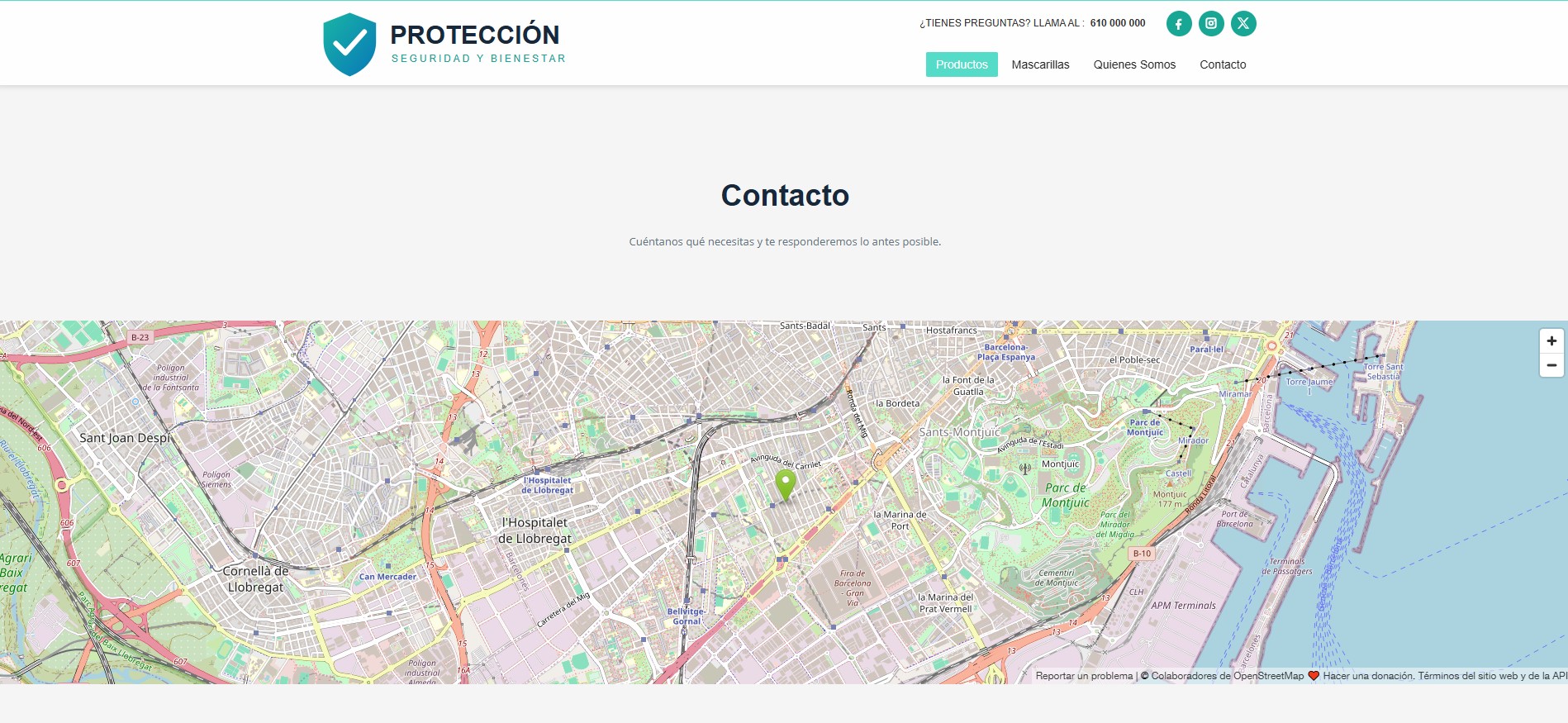Diseño web para catálogo de productos de protección profesional